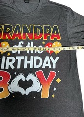 Gildan Lg Grandpa of the Birthday Boy Graphic Short Sleeve T-Shirt Charcoal Gray