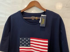 Polo Ralph Lauren Navy AMERICAN FLAG Graphic Classic Fit Short Sleeve T Shirt