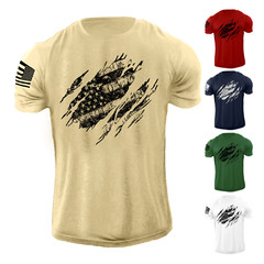 New Men’s USA Distressed American Flag T Shirt Patriotic 100% Cotton Tee