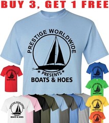 Mens Prestige Worldwide T shirt Funny Cool Boats And Hoes Graphic Humor Tee