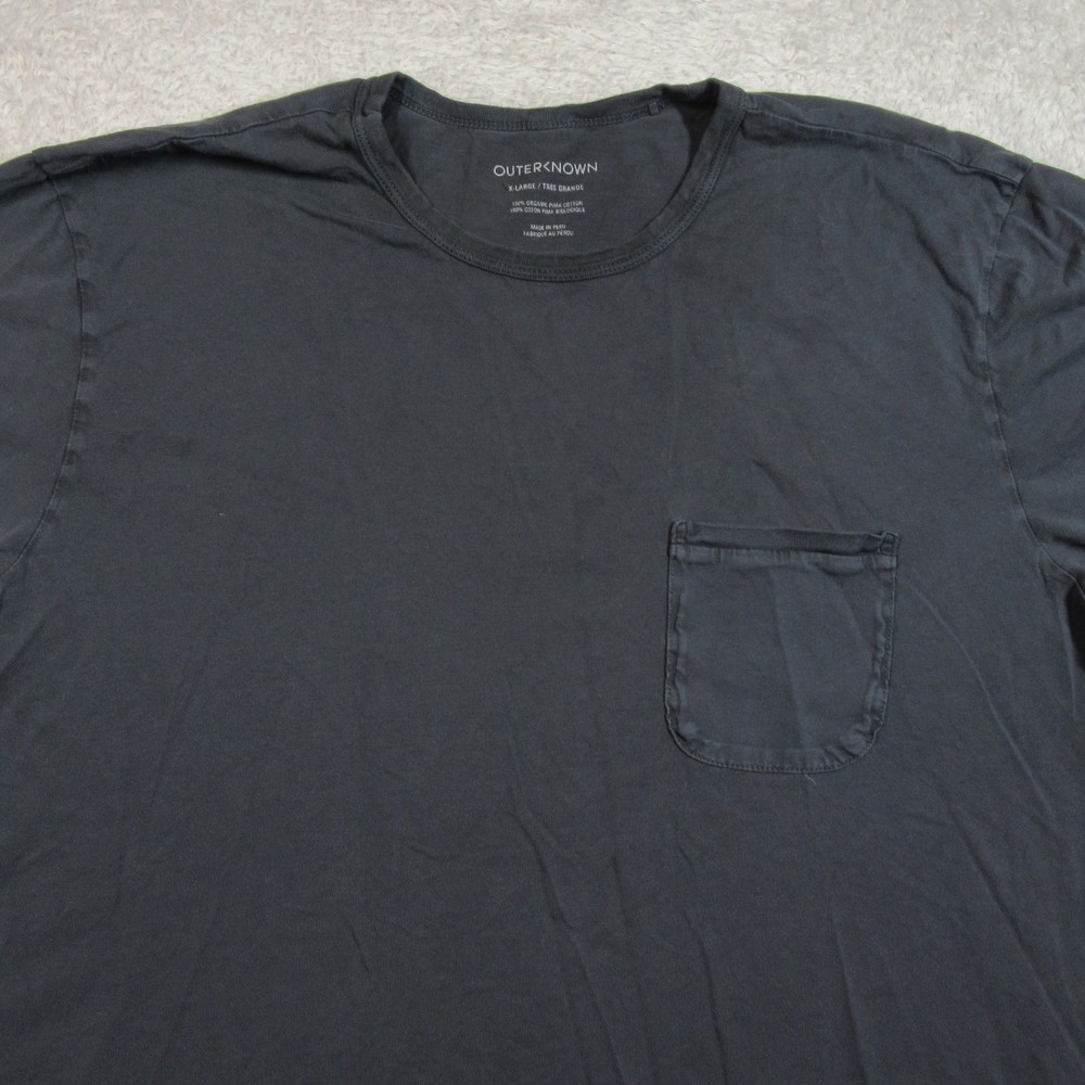 Outerknown Shirt Mens XL Black Pocket Tee Organic Pima Cotton Short Sleeve Crew