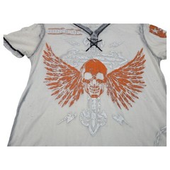 Mens Surplus Brand Shirt XL Lightweight Breathable Skull Wings Cross Graphic