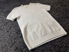 Tailored Mock Neck Knitted Shirt Cream – Size L/XL Asian (S/M American)