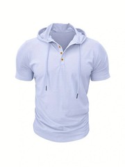 Men’s T Shirt Summer Slim Fitness Hooded Short-Sleeved Tees Male Lightweight