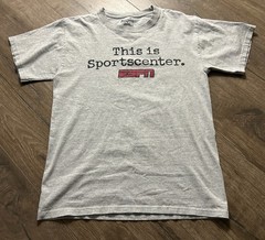 Champion ESPN Sportscenter T Shirt Mens Small Gray Short Sleeve TV Promo
