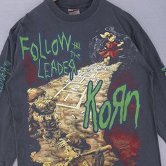 Vtg Korn Shirt Mens Large Follow The Leader REPRINT AOP 90s Band Long Sleeve
