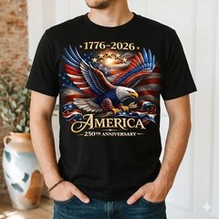 4th Of July America 250th Anniversary T Shirt Patriotic Bald Eagle USA Tee