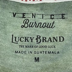 Lucky Brand Shirt Mens Medium Green Venice Burnout Tee Tagless Crewneck Jersey