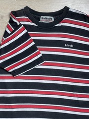 Vintage Bitch Skateboards Striped T Shirt Men’s Size Large 90S