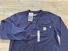 Carhartt Force FR Mens L Navy Blue Flame Resistant Long Sleeve Cat2 Pocket