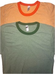 Lot Of 2 American Apparel Ringer Neck T Shirt Single Stitch Adult Small Slim Fit