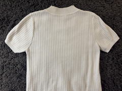 Tailored Mock Neck Knitted Shirt Cream – Size L/XL Asian (S/M American)