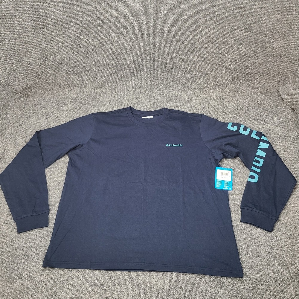 Columbia Shirt Mens Large Blue Teal Longsleeve Lightweight Cotton Outdoor 2692