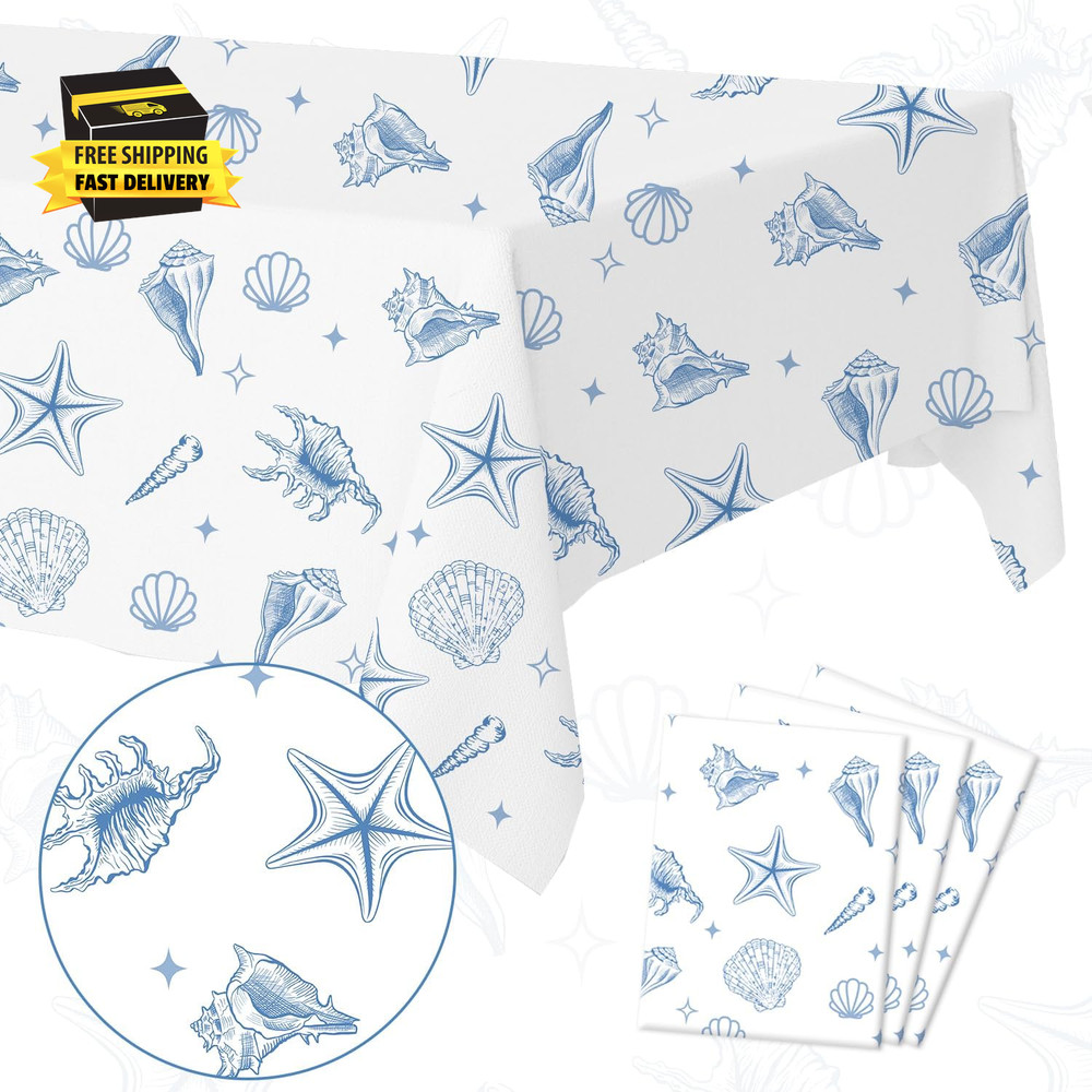 3Pcs Last Toast on the Coast Bachelorette Table Cloth Blue Coastal Bachelorette