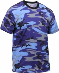 Mens Electric Blue Camouflage Tactical Military Short Sleeve T-Shirt