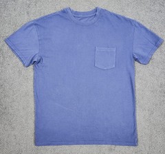 Men’s Short Sleeve T Shirt M Blue Cotton “Pocket” Crew Neck”2 Pack” Relaxed Fit