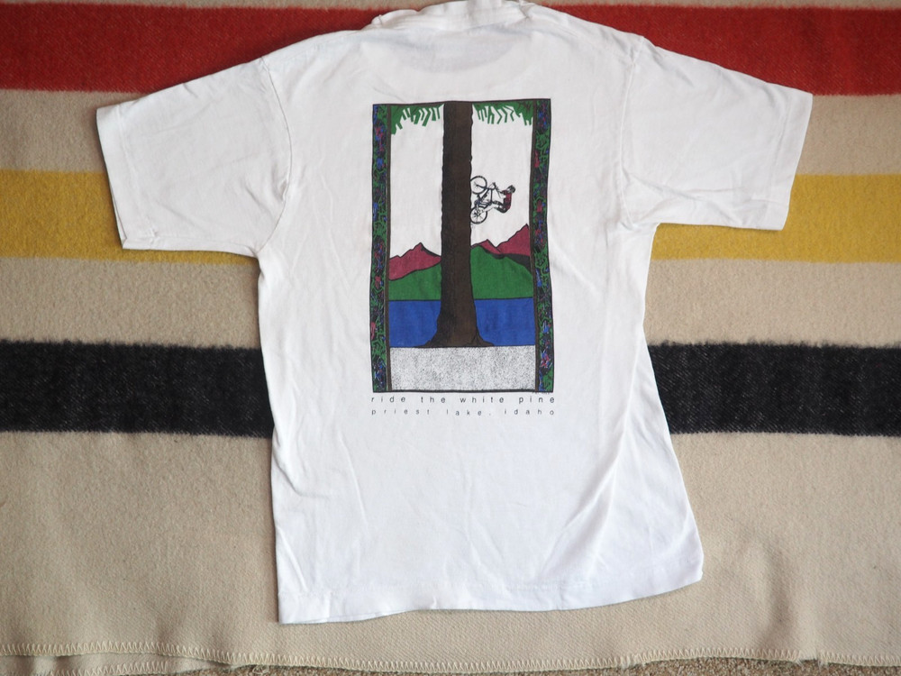 VTG 90s Fruit Loom Rock Wear MTB Biking Idaho Outdoor Art Promo Tee T-Shirt XS