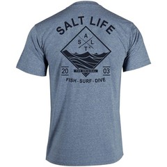 Salt Life TriBlend S/S Fish Surf Dive Tee Blue Adult Large Live Salty NWT