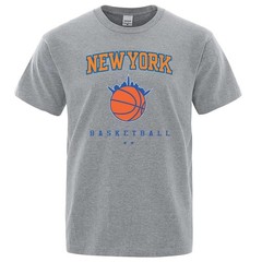 New York Basketball Streetwear Men’s Oversized Breathable Cotton T-Shirt