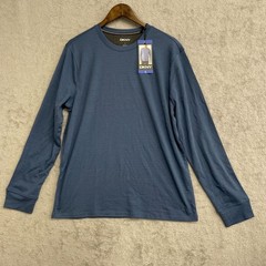 NEW DKNY Men’s L Long Sleeve Crew Neck Shirt Blue Wicking Machine Washable