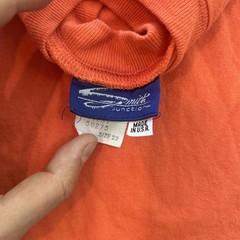 Vintage Orange Embroidered Crest T-Shirt Made in USA Size 22