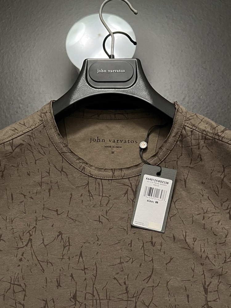John Varvatos Luxury Shirt – Twine Brown – Raw Cut Edges – Crinkle – Vtg 2023