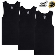 3 Pcs For Mens 100% Cotton Ribbed Tank Top A-Shirt Wife-Beater Black Undershirt