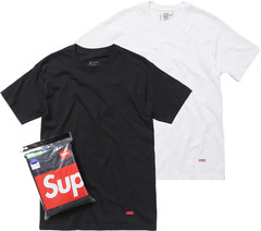 New Pack of 2 – Supreme x Hanes Tagless Tees T-Shirt White & Black – Size Small
