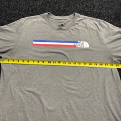 The North Face Mens XL Gray Tri-Color Stripe Graphic Logo Short Sleeve T-Shirt