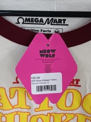Omega Mart Ringer T-Shirt Tattoo Chicken Men’s Size M 100% Cotton Meow Wolf