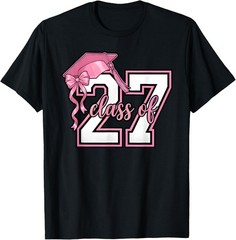 Senior 2027 Graduation Pink Coquette Bow Class of 2027 T-Shirt