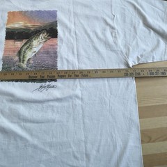 Vintage Woolrich Fish Print T-shirt 90’s White Outdoor Ken Hunter Art Mens 2XL