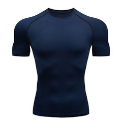 Quick Dry Round Neck Tight Top for Men Polyester for Gym Running Outdoor