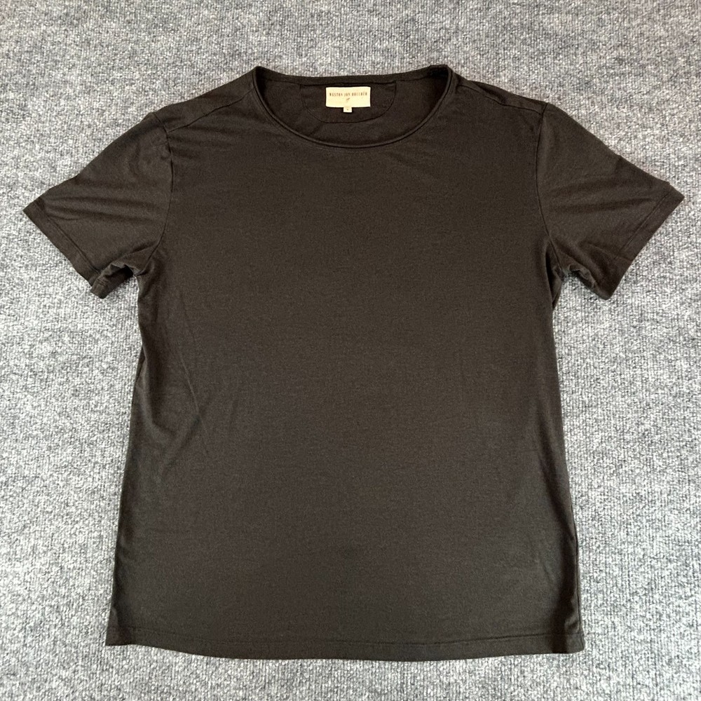 Weston Jon Boucher Shirt Mens Large Brown Tee Lightweight Stretch Solid Luxury