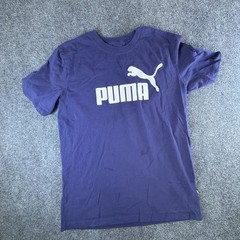 Puma Forever Better T Shirt Mens Medium Blue Logo Spell Out Performance Crewneck