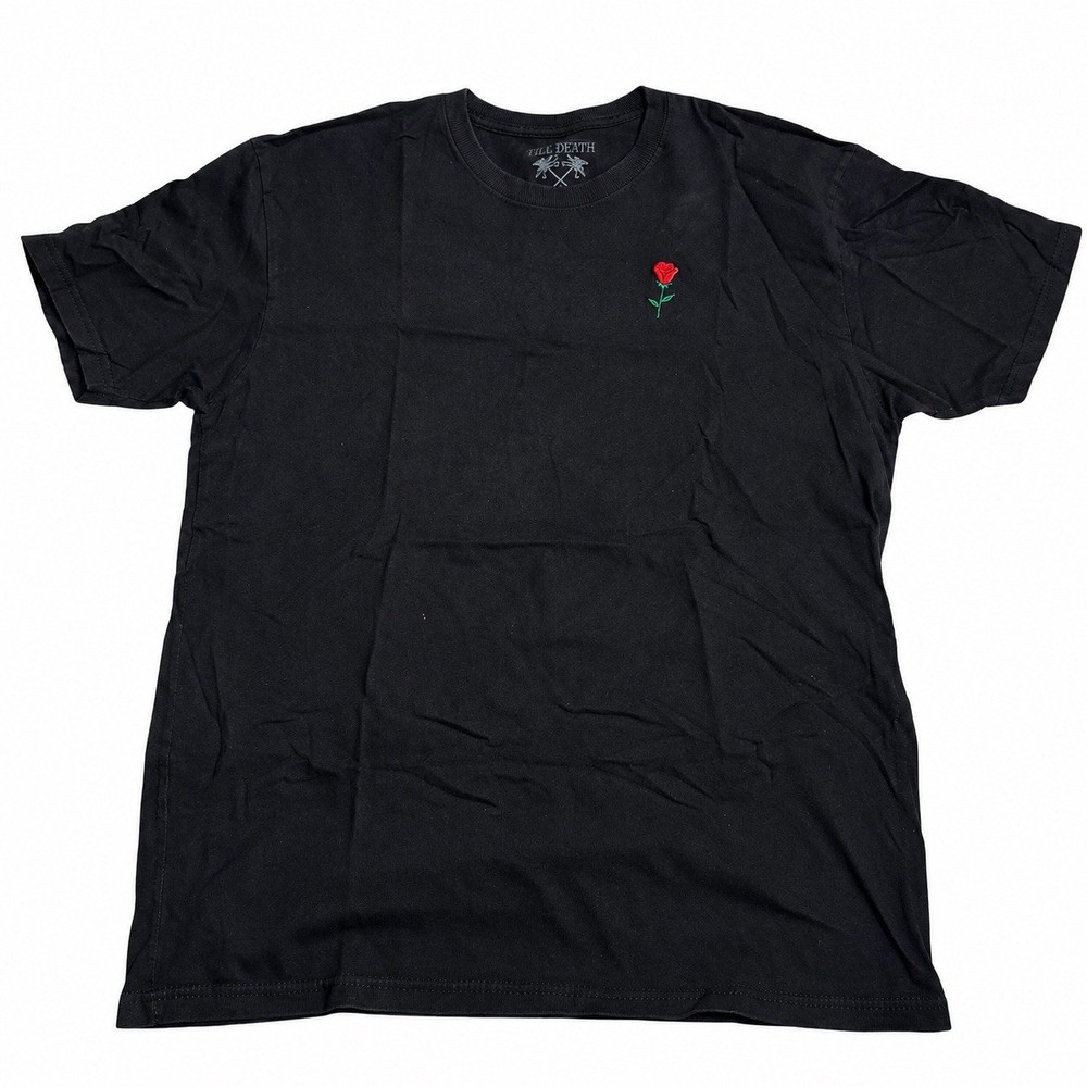 Riot Society Rose Embroidered Black T Shirt Mens XL Streetwear Graphic Skater