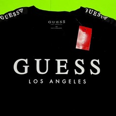 GUESS Los Angeles Men’s Short Sleeve T-Shirt Size LARGE Black w/White Cotton NEW