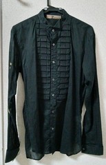 John Galliano Rare Sheer Gold Print Dress Shirt M (US S) Near Mint