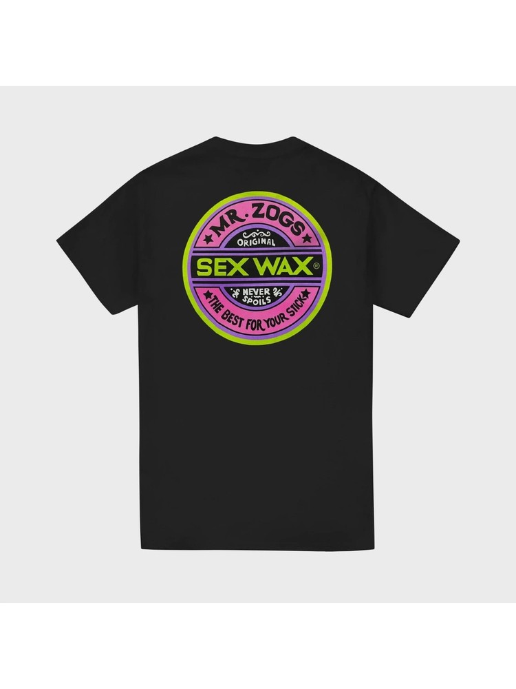 SEX WAX – Mens Fluoro T-Shirt – Black – Casual Short Sleeve Tee, All-Season, Fam