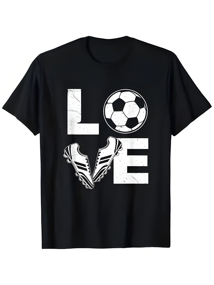 Men’S 2D Retro Football T-Shirt Casual, Print, Slight Stretch Fabric, Crew Ne
