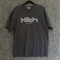Kith New York Logo T-Shirt Dark Grey Graphic Tee Mens Large