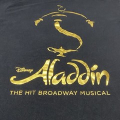 Disney Aladdin Shirt The Hit Broadway Musical Graphic Shirt Black & Gold Size M