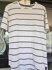 Oakley Men’s Striped Crew Neck Short Sleeve Logo T-Shirt White/Black L