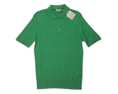 Sartorio Napoli $875 Green Ribbed Extra Slim Polo Shirt Knit Cotton Jersey L