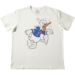 Disney Donald Duck Angry Graphic T-Shirt Mens 2XL Cream Cotton Short Sleeve Tee
