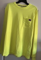 Wrangler Workwear Hi-Vis Neon Yellow Long Sleeve T-Shirt w Pocket Mens L 42-44