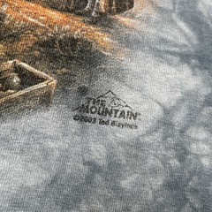 Vintage The Mountain Steam Train Shirt Mens XL Blue Tie-Dye Railroad Art Tee 90s