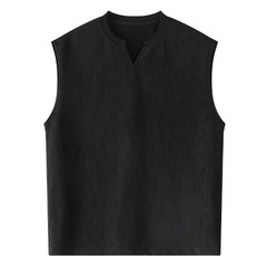 Men V Neck Sleeveless Tank Top Textured Casual Vest Loose Fit for Daily Wear