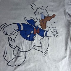 Disney Donald Duck Angry Graphic T-Shirt Mens 2XL Cream Cotton Short Sleeve Tee