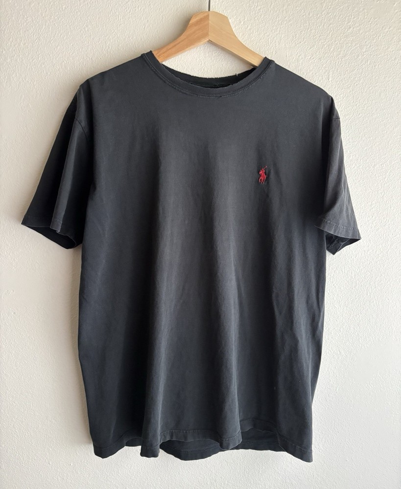 Men’s Vintage Polo by Ralph Lauren Shirt Medium Black W/Red Logo 90s